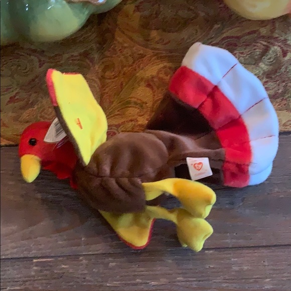 TY Rare Thanksgiving Gobbles Beanie Baby Turkey Stuffed Toy (new) - Picture 8 of 8